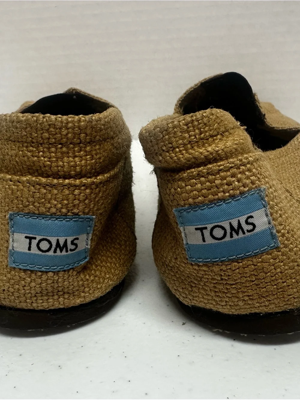 TOMS Classic Burlap Canvas Slip On Flats Plaid Lined Women’s Size 12 Tan